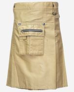 Khaki Outfit Utility Kilt With Front Pocket -  