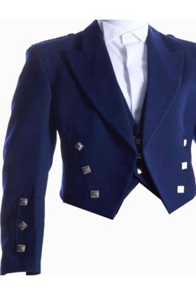 Veste Prince Charlie Avec Gilet 3 Boutons Bleu Marine - Kilt Ecossais
