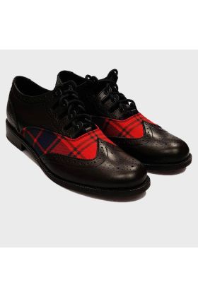 Chaussures Brogues Ghillie Tartan en cuir noir 