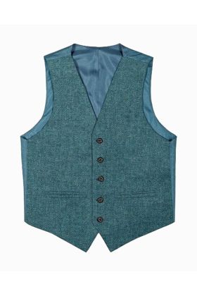 Gilet Bleu En Tweed Argyll 5 Boutons - Kilt Ecossais