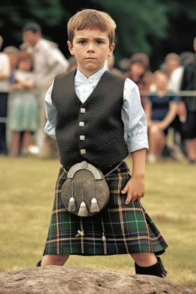 Tenue de kilt écossais pour garçons avec gilet et sporran