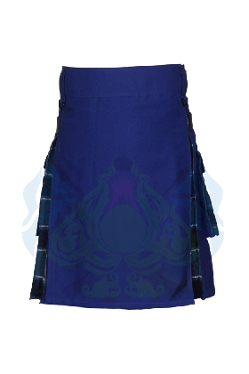Blue & US Navy Tartan Two-Tone Hybrid Kilt for Men | Custom-Made Scottish Kilt -  