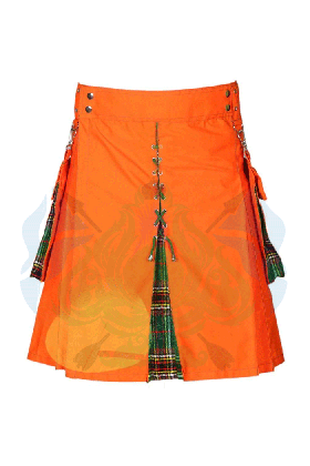 Men's Modern Orange & Murphy Ancient Tartan Hybrid Utility Kilt -  